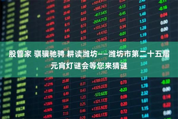 股管家 骐骥驰骋 耕读潍坊——潍坊市第二十五届元宵灯谜会等您来猜谜